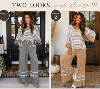 *PREORDER* Stripe Ruffle Pant Set - TWO COLOR OPTIONS- ENDS 8/6