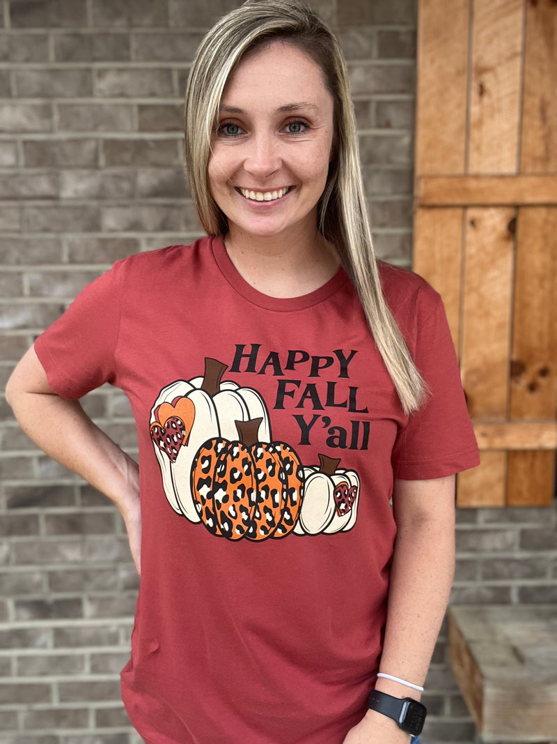 3042- Happy Fall Yall Graphic Tee