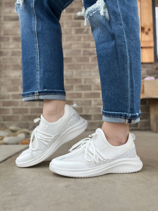 989- White Chunky Glitter Soft Serve Sneakers by Corkys