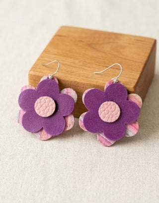 Purple Pink Daisy Layer Earrings by Deb