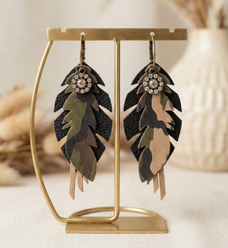 Black, Camo, Bling Layered Earrings by Deb