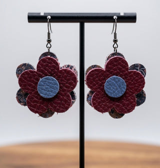 Burgundy, Blush,Paisley Print Layer Earrings by Deb