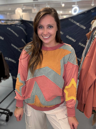 Washed Star Patch Pullover Top - Light Marsala *PREORDER* Oli & Hali | Dallas