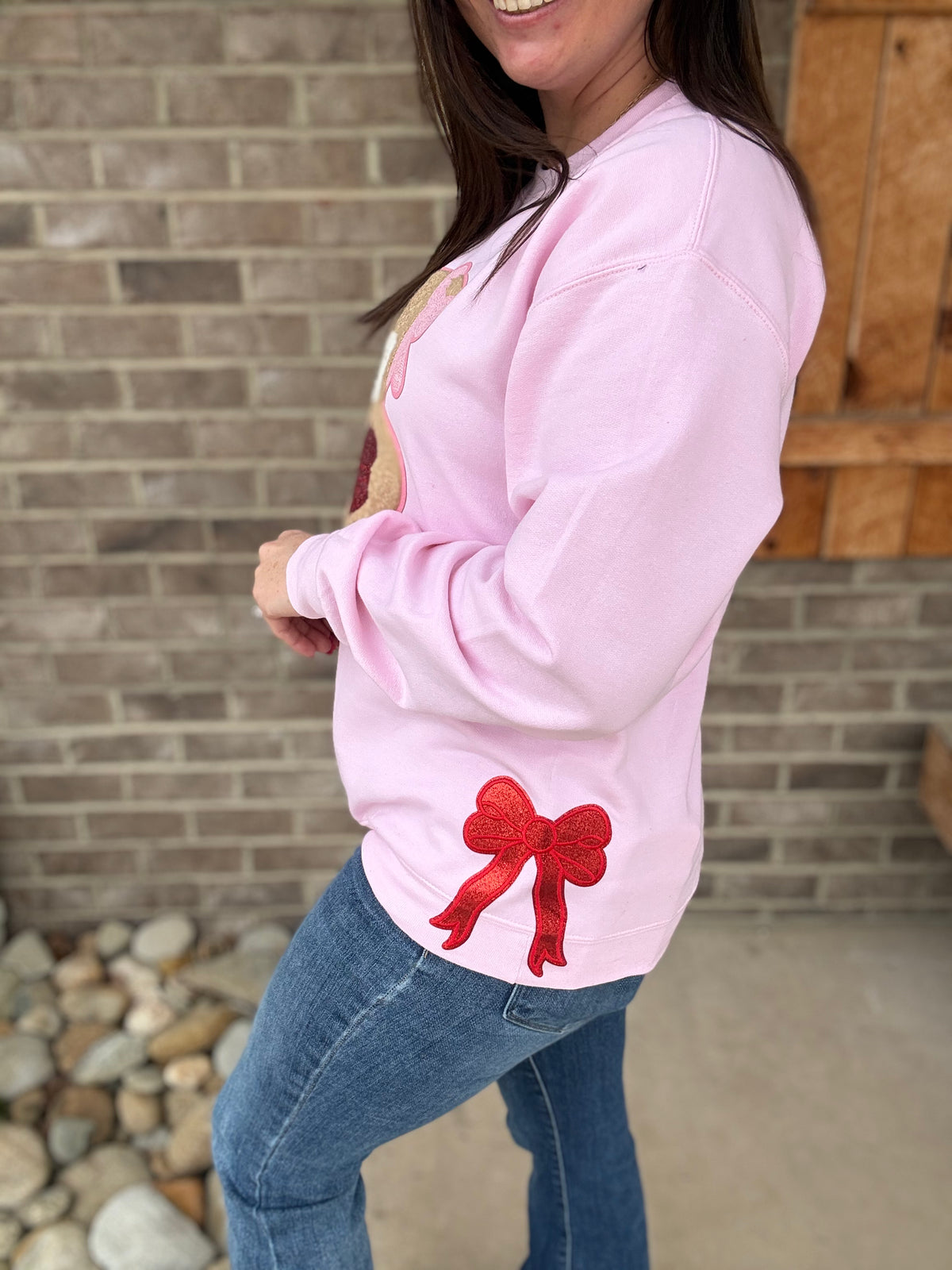 Teddy Bear Bow Valentines Sweatshirt