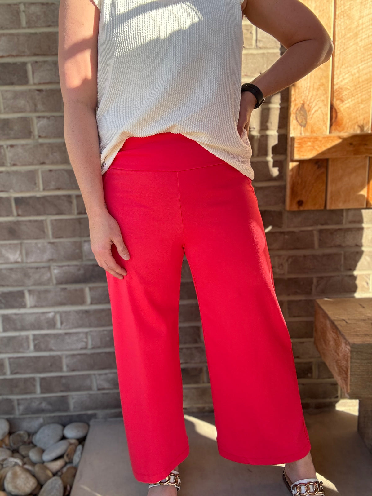 Dragon Fruit Wide Crop Magic Pants by Dear Scarlet