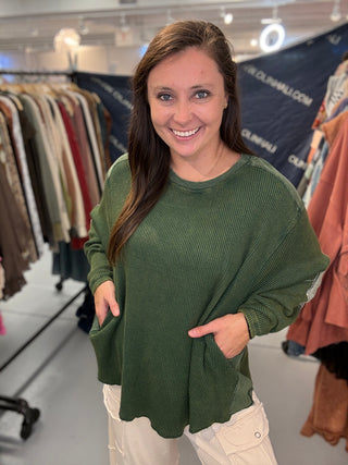 Oversized Waffle Knit Top - Green *PREORDER* Oli & Hali | Dallas