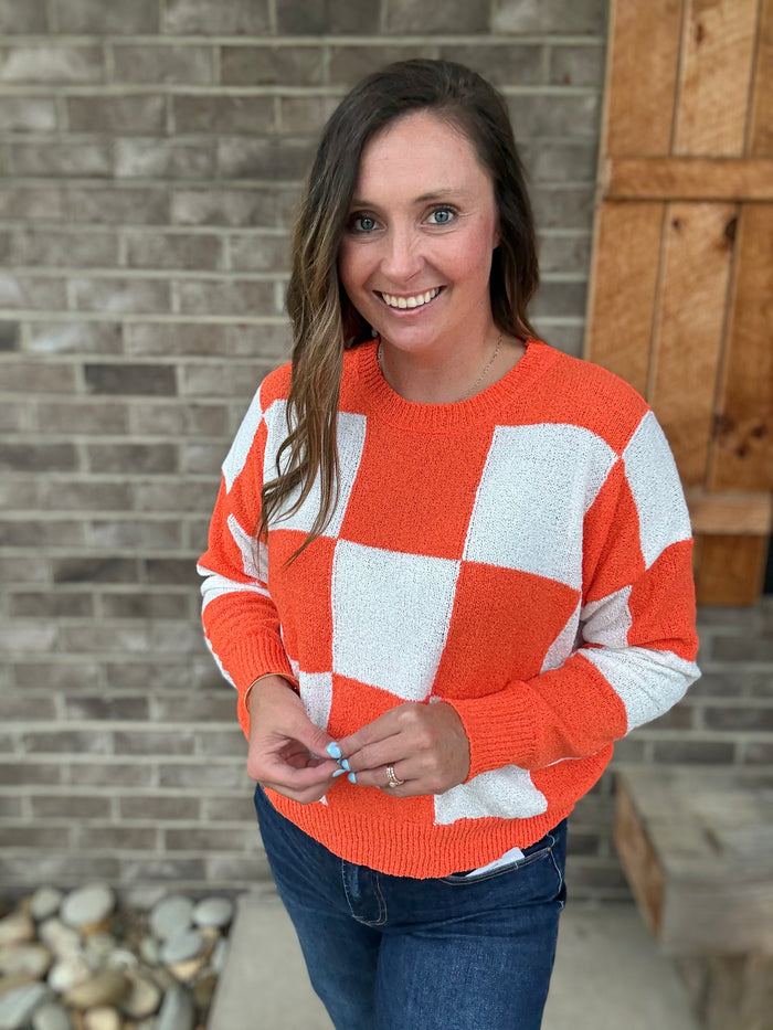 Game Day Checker Lightweight Sweater Top *TN COLLECTION*