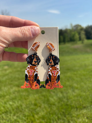 Glitter Smokey Dog w/ Football Post Back Earrings *TN COLLECTION*