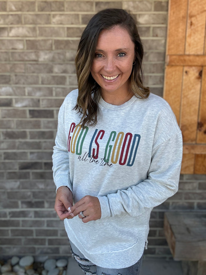 God Is Good Long Sleeve Poncho Fleece Pullover by Royce