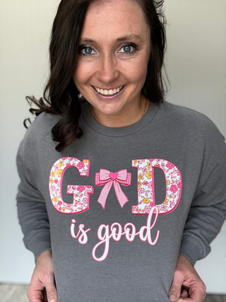 God is Good Crew Neck Hi Low Poncho Fleece Pullover by Royce