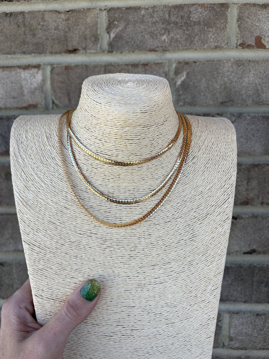 3848- Gold Chain 3 Layer Necklace