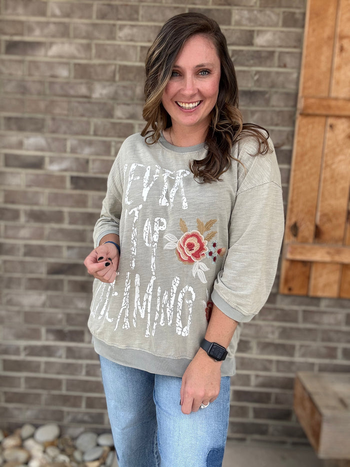 Gray Never Stop Dreaming Tee – by Bluevelvet