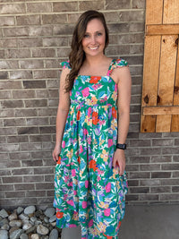 Green Tropical Garden Tiered Midi