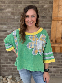 Green and Yellow Patchwork Flower Top by Oli & Hali