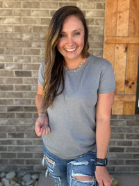 Grey Vintage Wash Boyfriend Top by Royce
