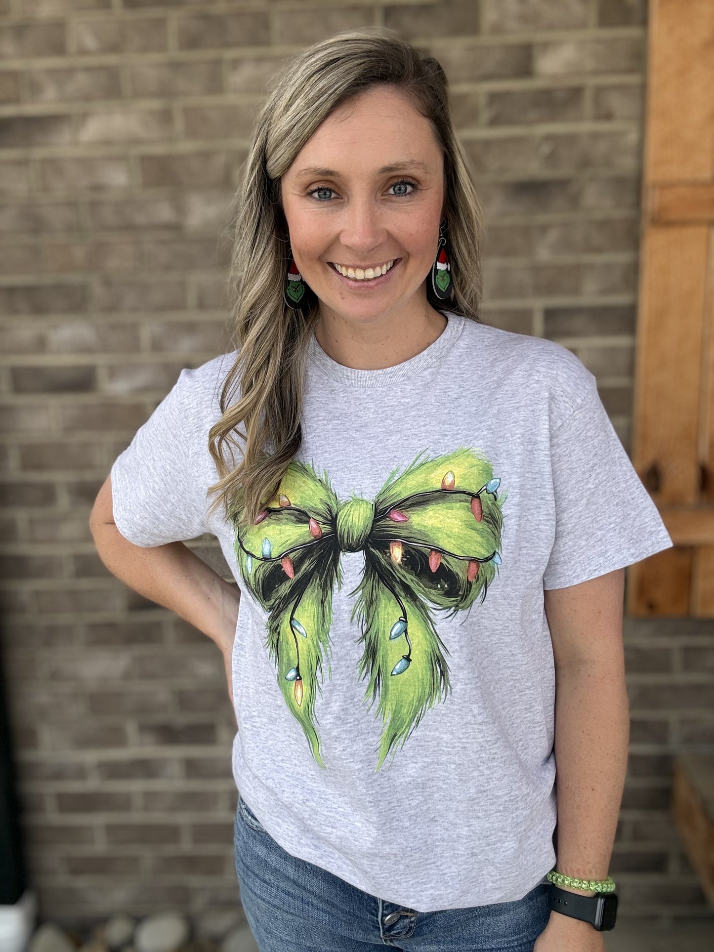 3805- Grinch Bow Graphic Tee