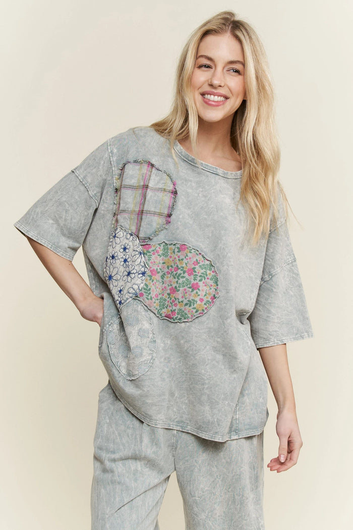 Silver Petal Patchwork Top – by J. Her