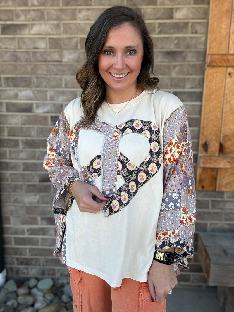 Heart Peace Sign Patchwork Poncho Top by BlueVelvet