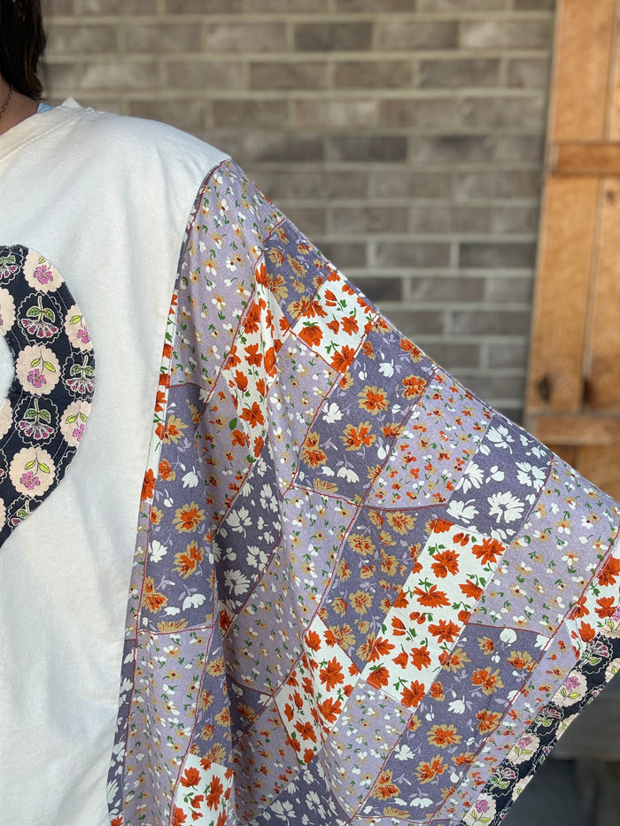 Heart Peace Sign Patchwork Poncho Top by BlueVelvet