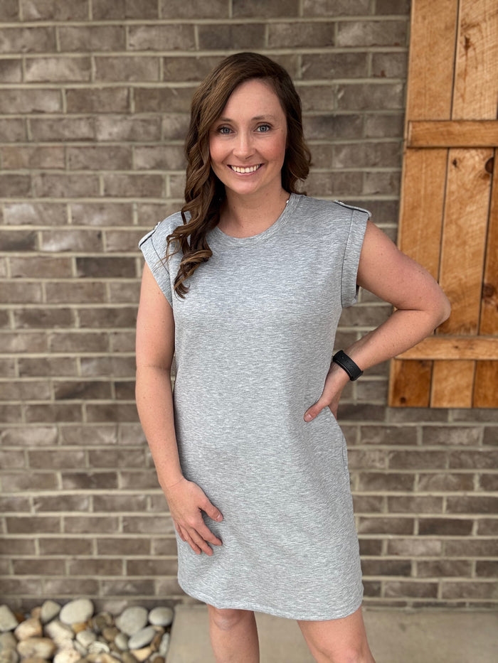 Heather Grey Cap Sleeve Dress by Dear Scarlett
