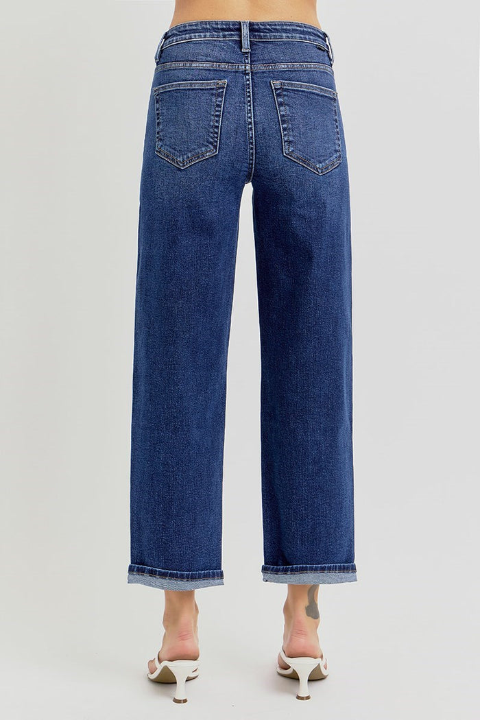 2373- High Rise Crop Boyfriend Tapered Jeans