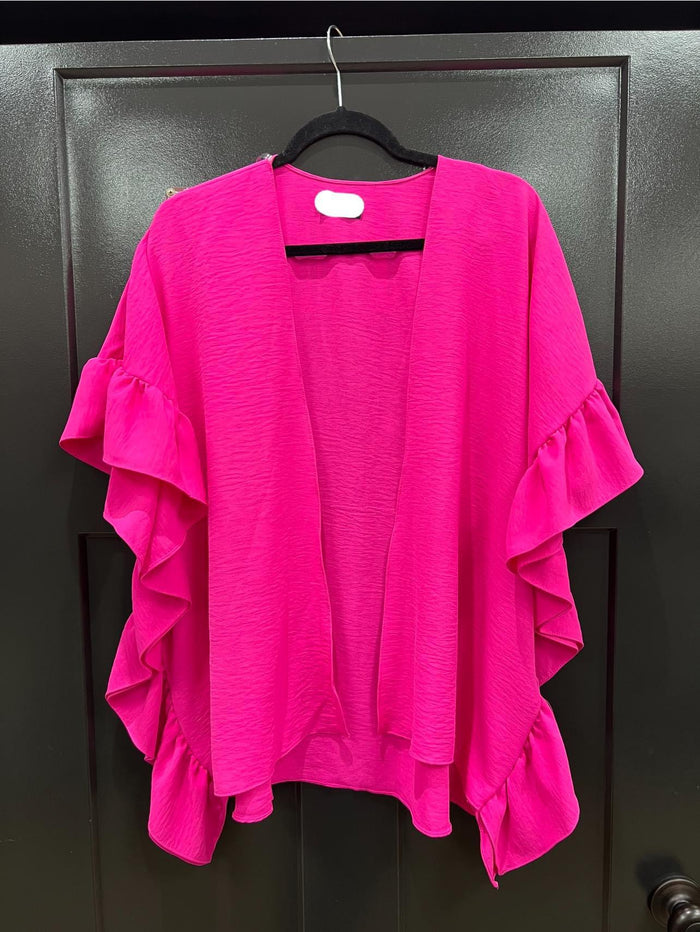 2005- Hot Pink Ruffle Sleeve Cardigan