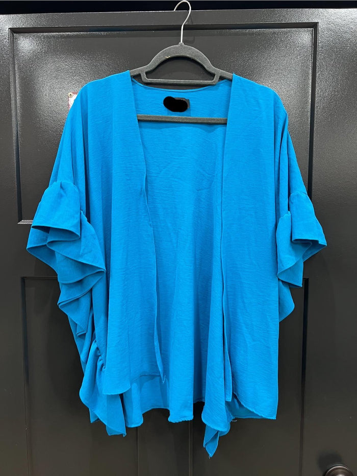 2007- Turquoise Ruffle Sleeve Cardigan