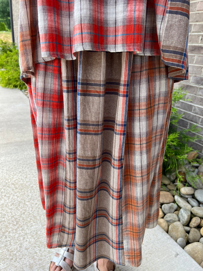 2610- Neutral Plaid Skirt ONLY