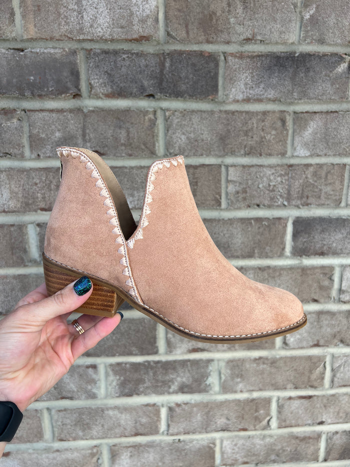 2691- Camel Faux Suede Spice It Up Booties by Corkys