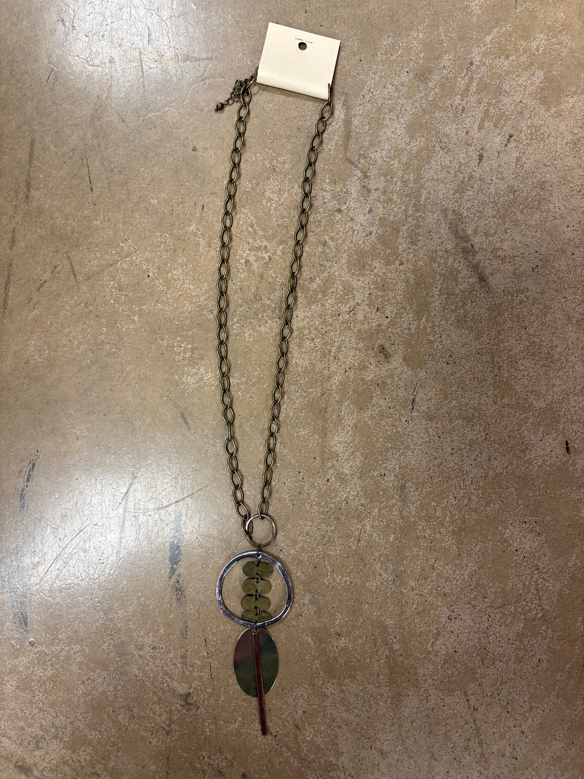 Rustic Charm Mixed Metal Pendant Necklace