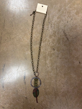 Rustic Charm Mixed Metal Pendant Necklace