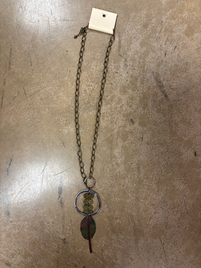 Rustic Charm Mixed Metal Pendant Necklace