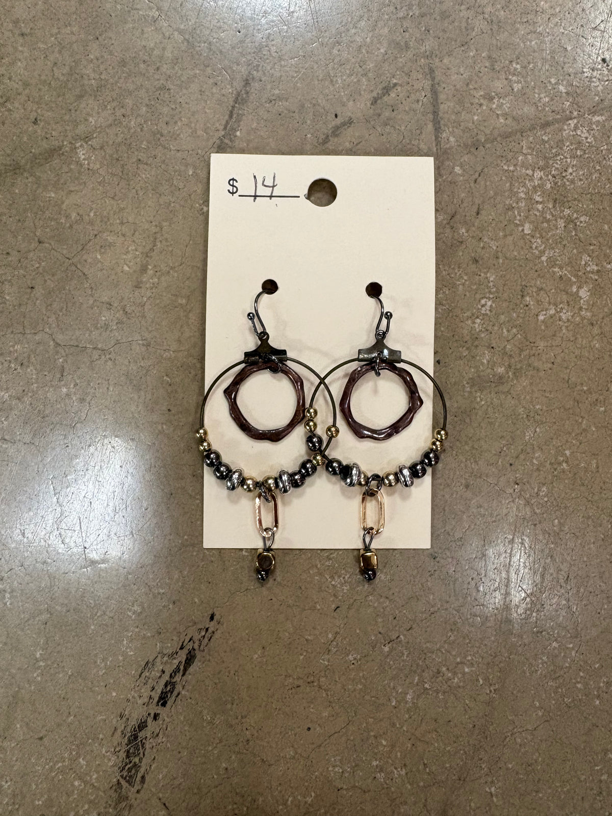 Rustic Boho Mixed Metal Hoop Earrings