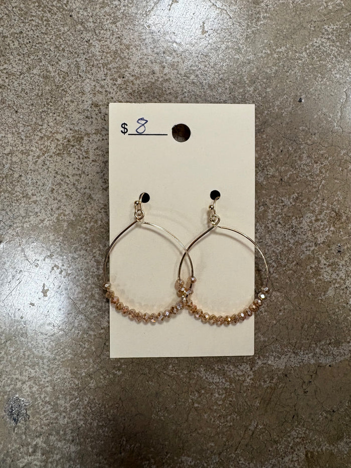 Golden Glow Beaded Hoop Earrings