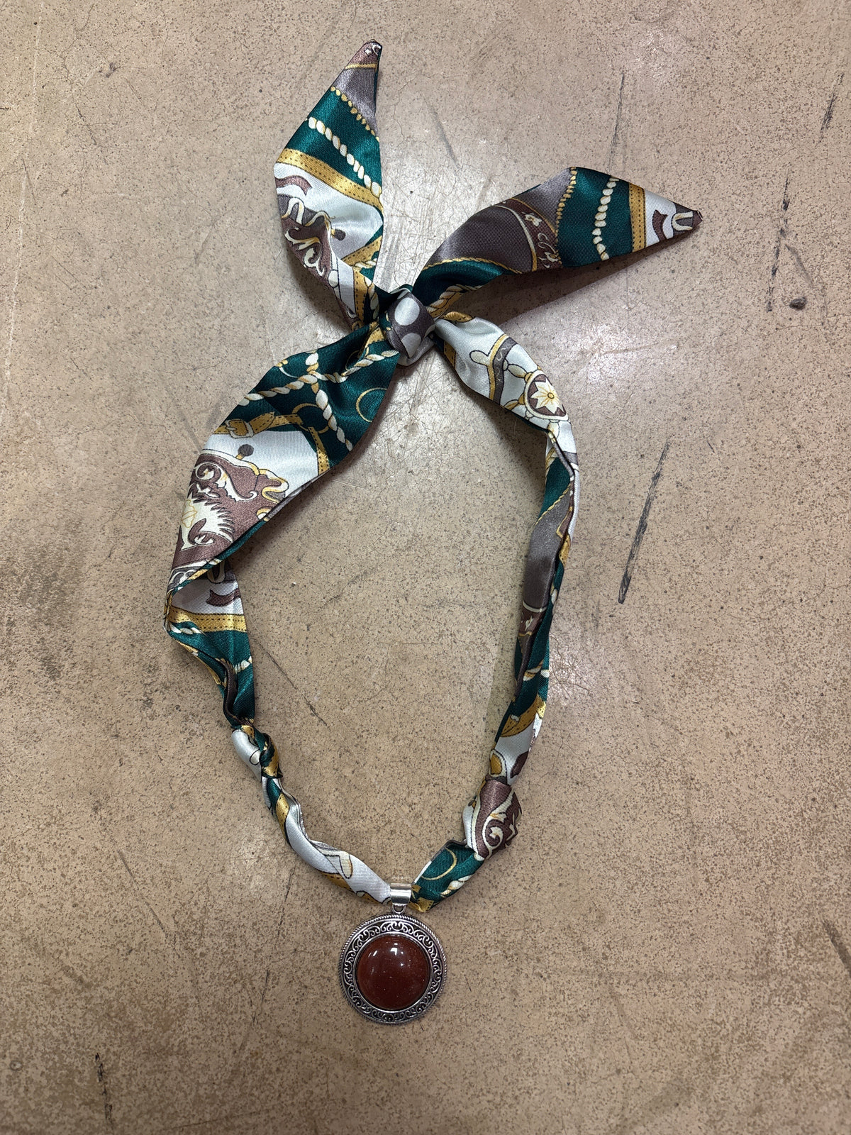 Emerald Charm Scarf Necklace