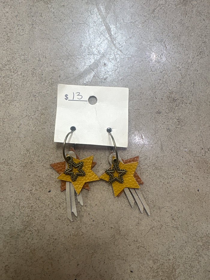 Starstruck Leather Dangle Earrings
