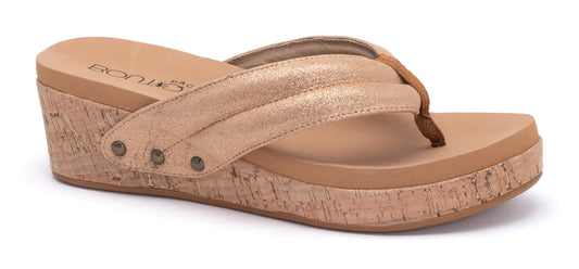 8969- Rose Gold Wish Flip Flop Wedge by Corkys