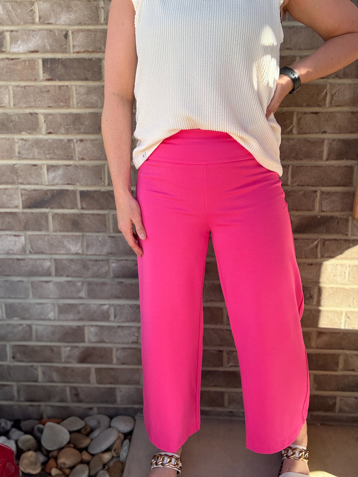 Pink Sapphire Wide Crop Magic Pants by Dear Scarlet