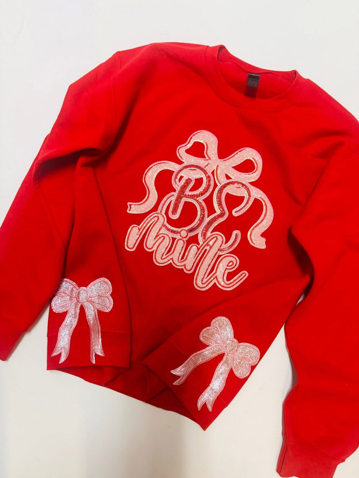 Be Mine Bow Valentines Sweatshirt - PRECLAIM - ESTIMATE arrive is around 1/3.