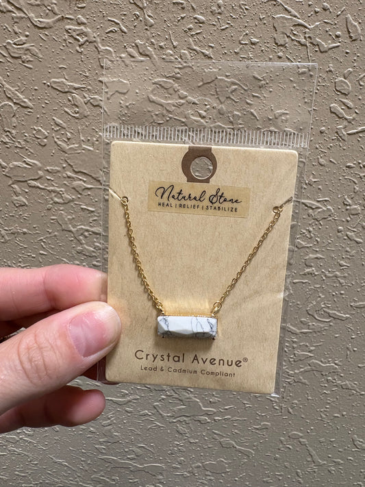 White Natural Bar Stone Necklace