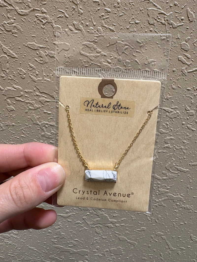 White Natural Bar Stone Necklace