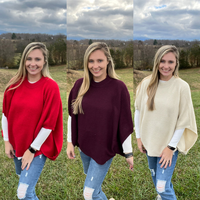 20435- Poncho Pullover (OS & PLUS) [PICK COLOR]