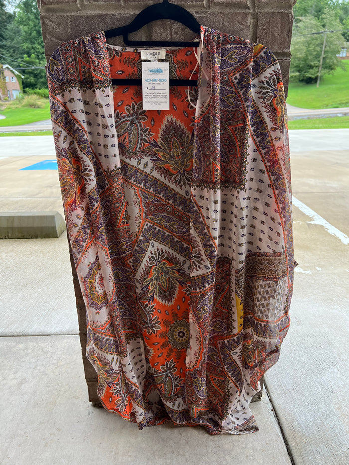 1022- Umgee Orange/Purple Lightweight Kimono