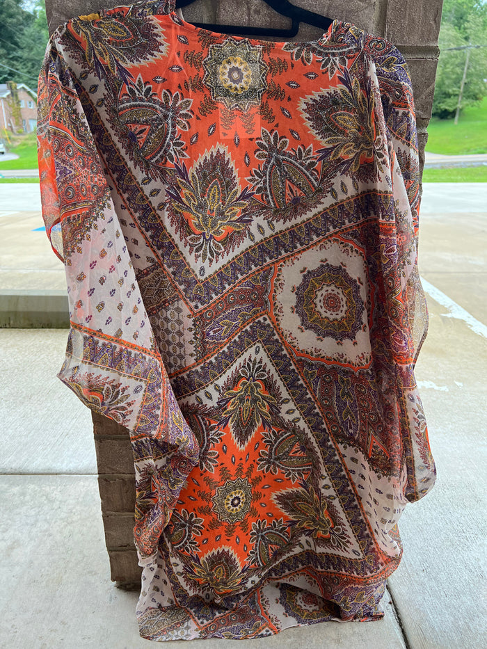 1022- Umgee Orange/Purple Lightweight Kimono