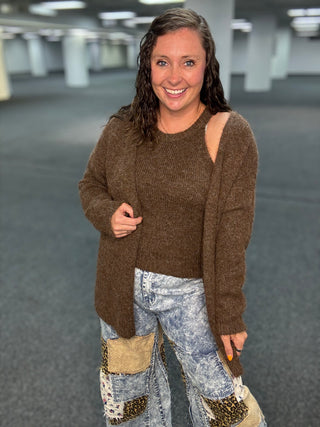 Chocolate The Perfect Pair Knit Cardigan Set | POL ATLANTA