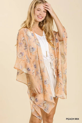 Peach Mix Sheer Shell Kimono by Umgee