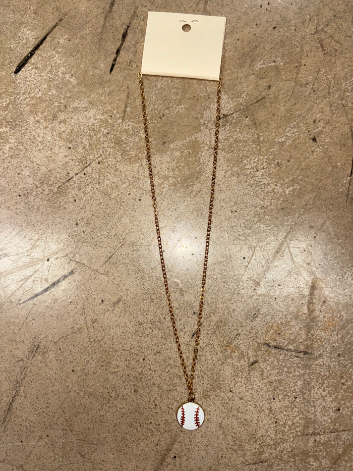 Mini Baseball Charm Necklace