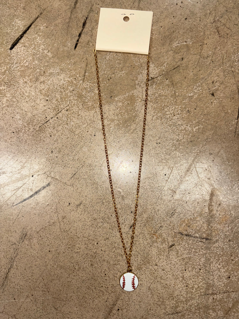 Mini Baseball Charm Necklace