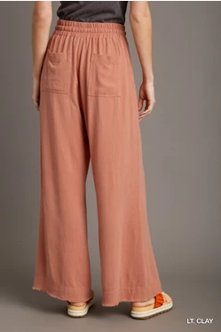 899- Light Clay Linen Pants w/ Elastic Waist [UMGEE]