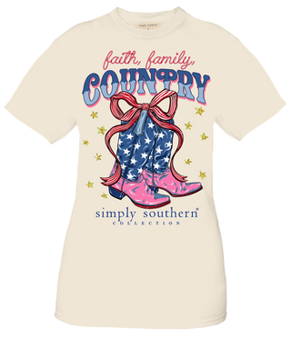 2359- Faith, Family, & Country Short Sleeve Simply Southern T-Shirt